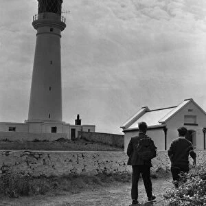 The lighthouse on Flat Holm Island (Ynys Echni) in the Bristol Channel 17th July 1973