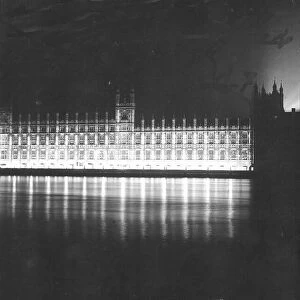 The lights go back on at the Palace of Westminster London for the VE Day celebrations