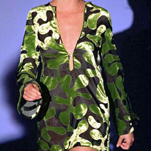 Linda Evangelista Supermodel on the Catwalk at the Milan Fashion show in Italy wearing a