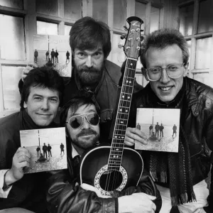 Lindisfarne with their new record... left to right, Marty Craggs, Alan Hull