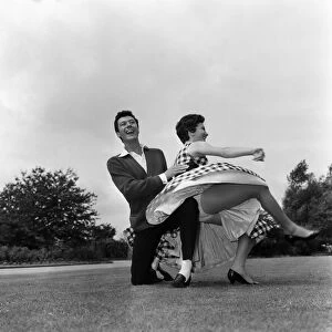 Lionel Blair and his sister Joyce flying high in a routine rehearsal. 21st July 1959