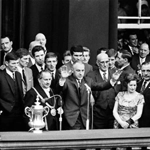 Liverpool manager Bill Shankly pictured on the Liverpool team return to the city