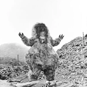 On location filming Dr Who. Actor Patrick Troughton filming in Snowdonia with the Yeti