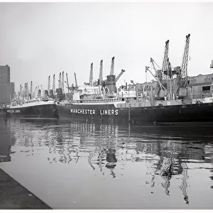 Manchester Liner ships in the docks at Manchester Ship canal June 1967