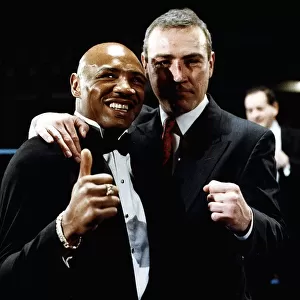 Marvin Hagler Boxer with boxer Alan Minter with thumbs up