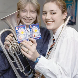 Members of Rastrick High School Concert Band with their cassette recordings