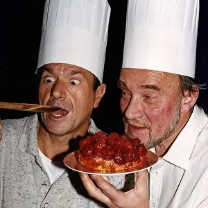 Michael Elphick Actor & Don Henderson try out a Strawberry Flan - chefs