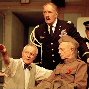 Michael Gambon and Jack Lemmon acting in play Veterans Day in London 23 / 08 / 1989
