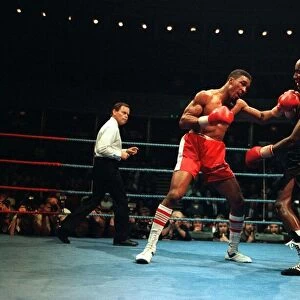 Michael Watson Boxing Middleweight contacts with a left punch against Mike McCullam