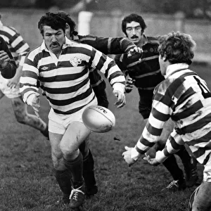 Mike Knill, Penarth Rugby Union Player Captain, taking a pass from Henry Bohlen