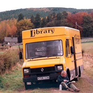 Mike Yorke, Senior Library Assistant on his round with the mobile library in rural