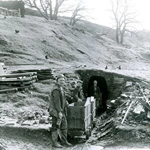 Miners are seen at the entrance to the drift before entering the Coalcleugh fluorspar
