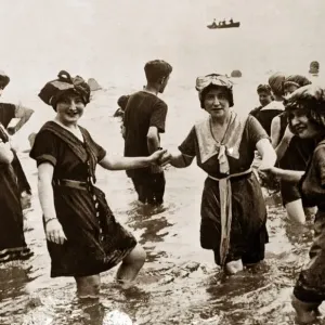 Edwardian Ladies in Bathing Costumes, Print Edwardian Ladies in Bathing Costumes, Print