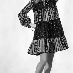 Jenny Clare models a rainbow-coloured smock frock print Jenny Clare models a rainbow-coloured smock frock print