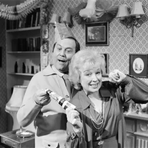 June Whitfield and Terry Scott filming the 1980 Christmas Show Print June Whitfield and Terry Scott filming the 1980 Christmas Show Print