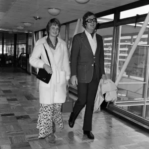 Michael Caine and Dominique at Heathrow Print, 20th March 1973 Michael Caine and Dominique at Heathrow Print, 20th March 1973