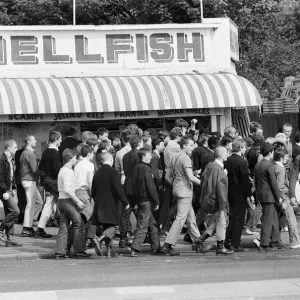 Skinheads on the beach at Southend, Essex on Bank Holiday Monday. 27th August 1979 Skinheads on the beach at Southend, Essex on Bank Holiday Monday. 27th August 1979