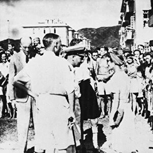 Miss O. Franklin, Matron of a British Naval hospital, in liberated Hong Kong