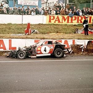 Motor Racing Le Mans The crashed number 4 Chevrolet Corvette car of Jean-Michel