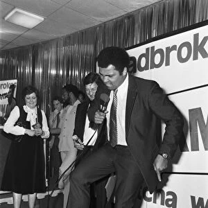 Muhammad Ali dancing on stage at the Odeon in Birmingham. 7th June 1979