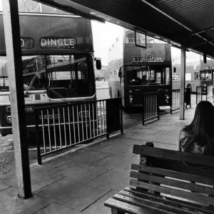 New Strand bus depot, Bootle. 30th September 1976