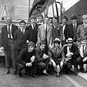Newcastle United Junior team arriving back from Holland after winning the Feyenord