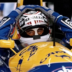 Nigel Mansell Motor Racing Driver Formula One F1 in the cockpit of the Renault car