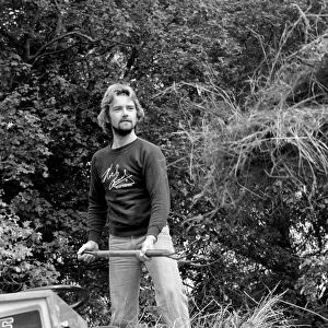 Noel Edmonds at home relaxing in the garden. September 1976