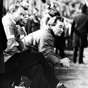Nottingham Forest manager Brian Clough on the bench 3 December 1986