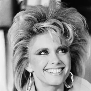 Olivia Newton John, singer and actor, pictured during a video shoot at Pinewood Studios