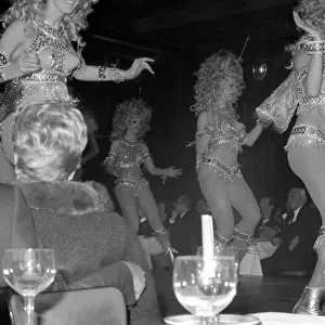 Paris Lido Feature. Cabaret dancers perform on stage at a night club in Pan s, France