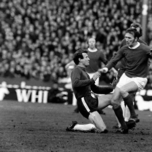 Pat Crerand of Manchester United is tackled January 1971 by Chelseas Peter Houseman