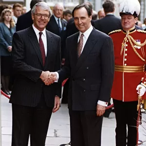 Paul Keating Australian Prime Minister is greeted by British Prime Minister John Major
