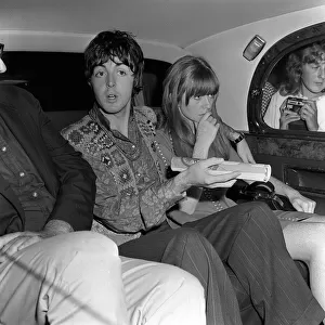 Paul McCartney and girlfriend Jane Asher leave Bangor University on Sunday 27 August 1967