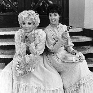 Pauline Collins Actress with Joan Collins on the set of a TV play called "