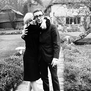 Peter Sellers actor with actress Britt Ekland at home in their garden