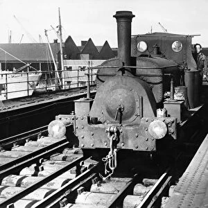 Polly the steam engine moving along the Liverpool Overhead Railway