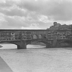 The Ponte Vecchio crossing the River Arno in Florence Circa 1925