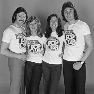 Pop group Brotherhood of Man model Daily Mirror Pop Club T-Shirts. 23rd April 1976