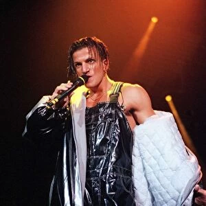 Pop star Peter Andre on stage at Concert Hall in Glasgow circa 1997