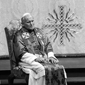 Pope John Paul II during his visit to Britain in 1982 conducts a joint service withe