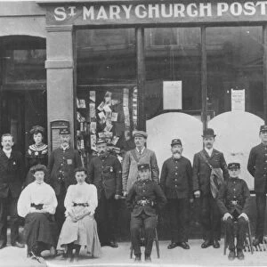 Post Office staff in a formal photograph outside St Marychurch Post Office