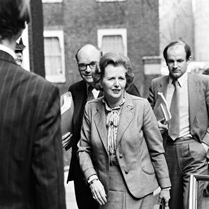Prime Minister Margaret Thatcher. Pictured on the day she attends an emergency session