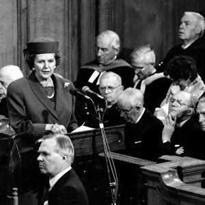 Prime Minister Margaret Thatcher addresses the General Assembley of the Church of