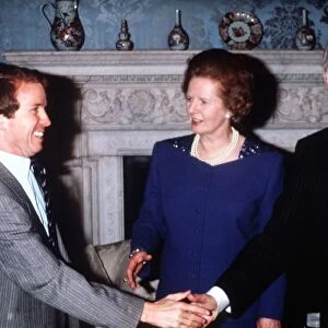 Prime Minister Margaret Thatcher meets Colin Moynihan MP Sports Minister at a Downing
