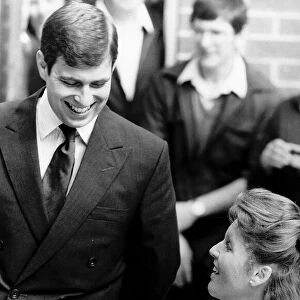 Prince Andrew with his Bride to be Sarah Ferguson June 1986