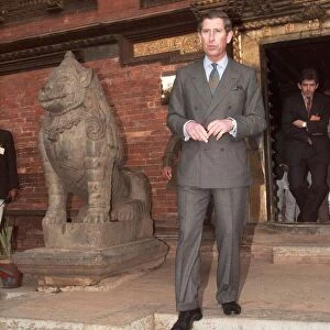 Prince Charles arrives in Kathmandu during his visit to Nepal February 1998