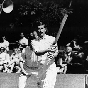 Prince Charles batting at charity cricket match on Lord Brabournes Estate, July 1968