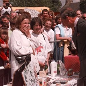 Prince Charles at Fair May 1998 meeting stall holders at the Tetbury Woolsack Fayre