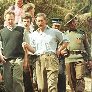 Prince Charles walking in foothills of Himalayas during visit to Nepal February